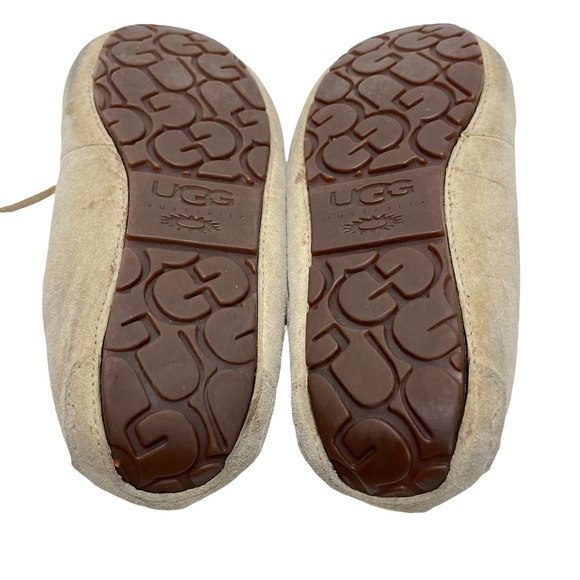 UGG AUSTRALIA Moccasins Cream Suede Leather Flats Slippers 5612 Sherpa Shoes 6 - Picture 15 of 16
